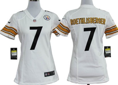 Pittsburgh Steelers 7 Ben Roethlisberger White Game Womens Team Nike Jerseys